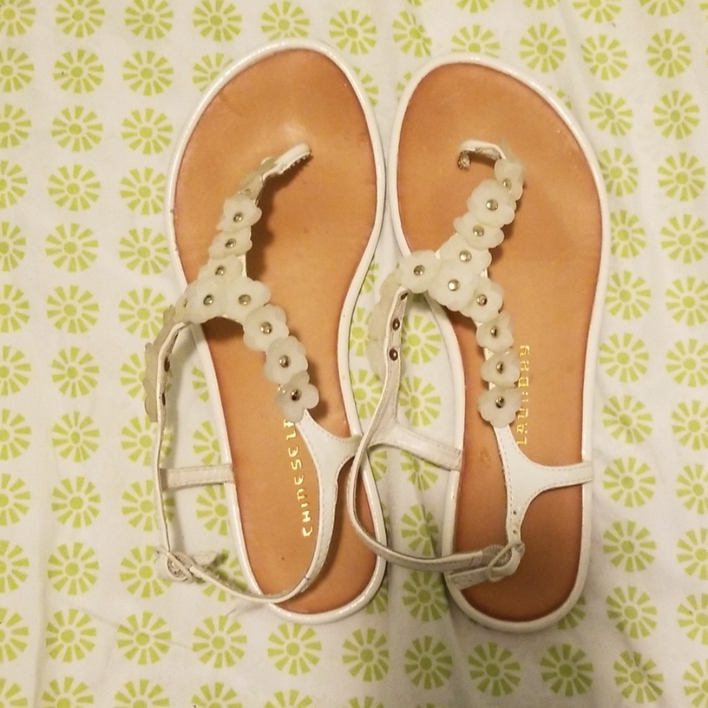 White Flowery Sandals